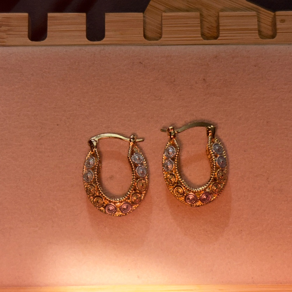 Oro Laminado Elegant Gold and Silver Hoop Earrings